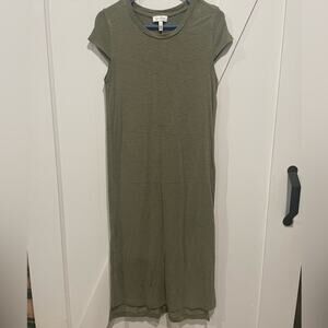 Jessica Simpson Midi T-Shirt Dress Small Olive Green Cap Sleeve Scoop Neck